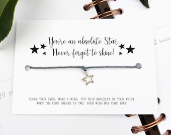 student end of year leavers gifts from teacher, Wish Bracelet Card, Gift for pupils, students, University, College gift, work team gift