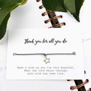 Freundschaftsarmband Danke Geschenk, Danke Wunsch Armband, String Stern Charm Schmuck, Kleinigkeit für Frauen und Männer