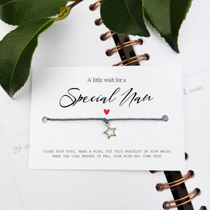 Pulsera de deseos especial para Nan, un deseo para el Día de la Madre, regalo para el Día de la Madre, mamá, mamá, Nan, tarjeta de regalo para Nanna, pulsera de deseos