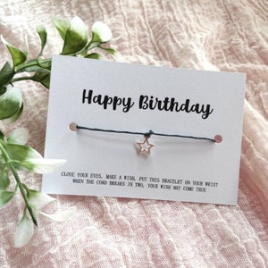 FELIZ CUMPLEAÑOS, Pulsera de deseos, Un pequeño deseo de cumpleaños para ti, para él/su amistad, los mejores deseos, regalo simbólico