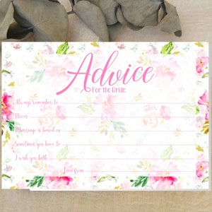 Aquarell Anleitung für die Braut Hen Party Spiele Karten Hen Party Accessories Andenken Hen Party Geschenk Bride To Be, nobles Blumendesign rosa