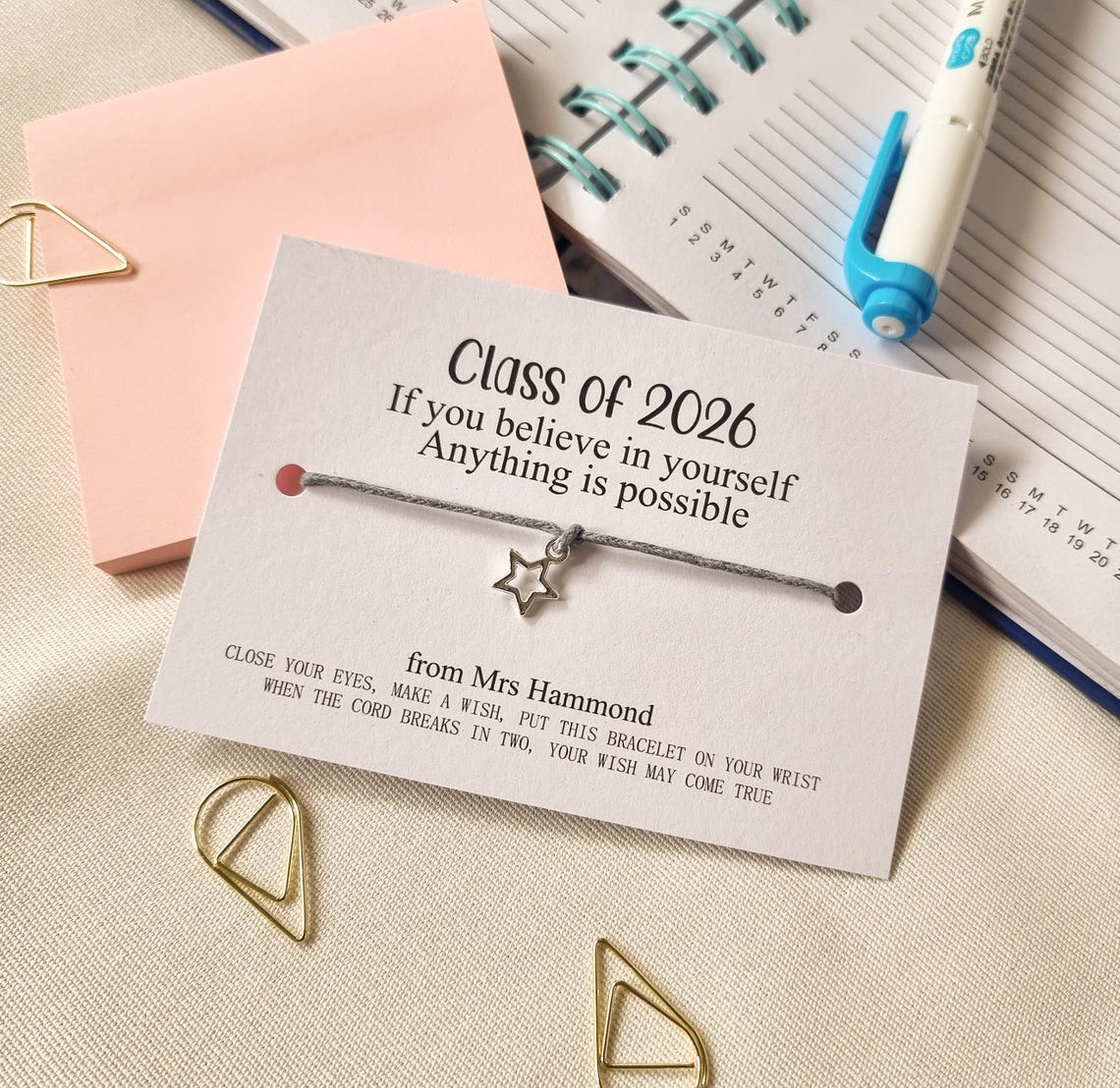 School Leavers Wish Bracelet, Class of 2026, End of School Gift for ...