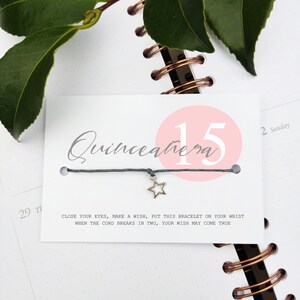 15. Regalo de FELIZ CUMPLEAÑOS para quinceañera, pulsera de deseos, un pequeño deseo de cumpleaños para ti, para él/ella, los mejores deseos de amistad, regalo simbólico