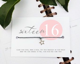 sweet sixteen 16 th HAPPY BIRTHDAY gift, Wish Bracelet, A little birthday wish for you, for Him/ Her Friendship best wishes, token gift