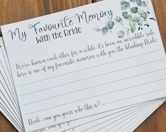 Best memory with the bride favours: Hen party game cards Eucalyptus theme