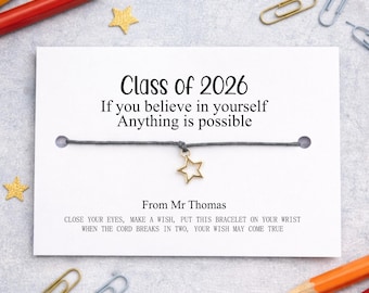 Class of 2026 Wish Bracelet: Year 6 and 11 School Leavers Good luck Gift