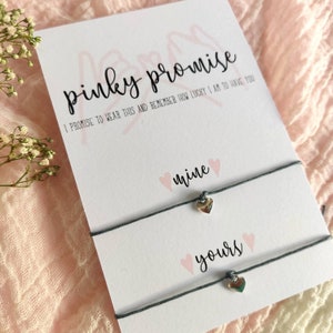 Pinky promise friendship couples gift idea bracelets, beaded matching wish bracelet set of 2 friends forever promise gift