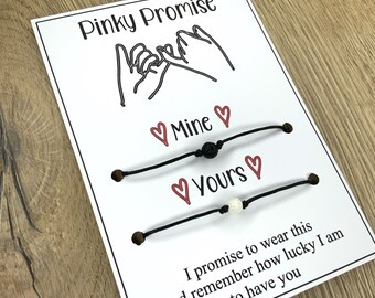 Pinky promise Friendship couples gift idea bracelets, beaded matching wish bracelet set of 2 friends forever promise gift