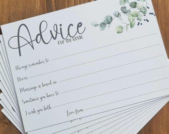 Advice to the Bride Game Cards – Hen Party & Bridal Shower Keepsake Gift idea