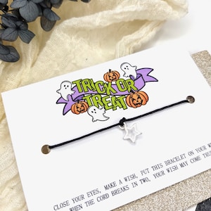Halloween Wunsch Armband, Süßes oder Saures Goodies Tasche, süßer Ersatz, Halloween Gastgeschenk