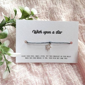WISH UPON A STAR Wunsch Armband auf Karte Geschenk Freund Familiengeschenk für Sie Ihn mit benutzerdefinierte Armband Option, Schulabgänger