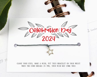 Celebration day 2024, class leavers 2024 School leavers, Wish Bracelet Card, Gift for pupils students University, College Congratulation