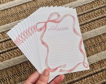 Kokette Brauträtsel-Karten: Rosa Schleifen-Design, Andenken-Hochzeits-Spiel