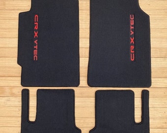 Fit For Honda Civic CRX VTEC EF Si Floor Mats Carpet 4pcs 1988-1991 black-red letter