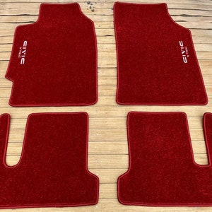 Fit For Honda CRX Civic EF Vtec Red Velour Floor Mats Carpet 4 Pcs 1988-1991