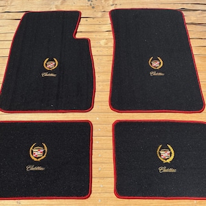Fit For Cadillac Deville Coupe Conv. Hardtop Floor Mats Carpet 1965-70 black/red trim - 4pcs