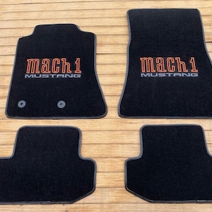 Fit For Ford Mustang Mach 1 floor mat mats carpet 4pcs  2015-2023 Orange Letter
