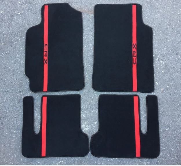 Fit For Honda Civic CRX EF SI Dohc Vtec Floor mats carpet Black Red Stripes Set