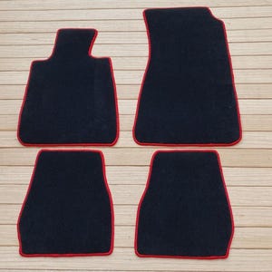 EZY-CARE Black & Red Trim Floor Mats – Fits BMW E30 (3 Series) – Carpet Set