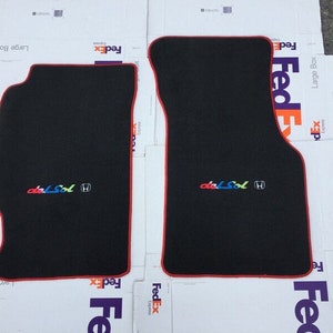 Fit For 1993-1994 Honda Civic Del sol Tailored Floor mats carpet black Red Trim LHD 2 SEATER