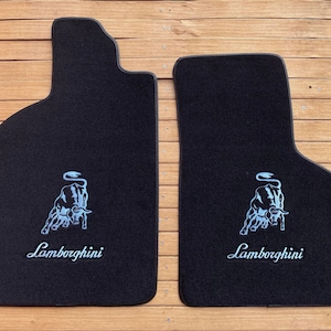 Alfombrillas negras para Lamborghini Gallardo, 2 unidades, letras azules, años 2004 a 2014.