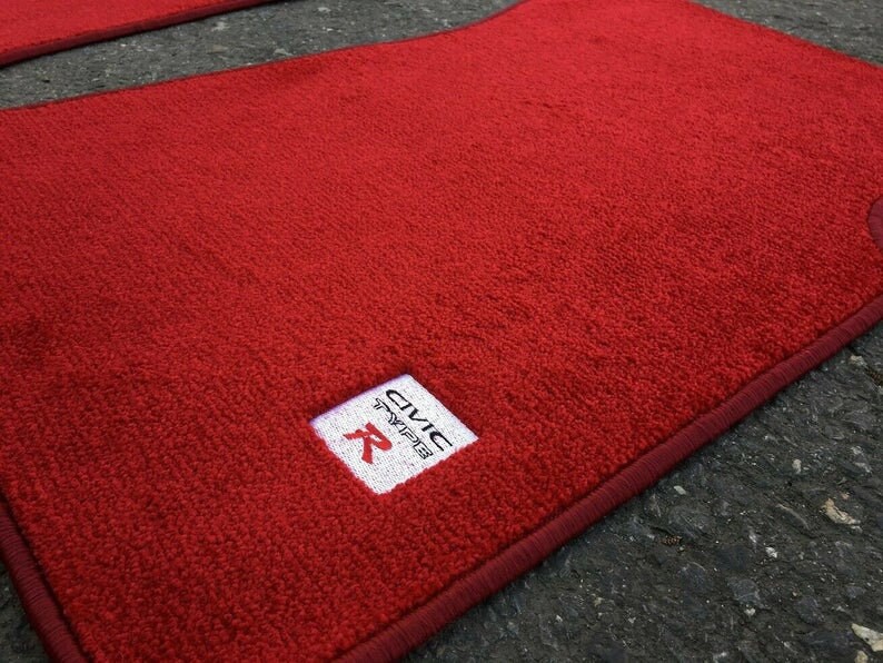 Lloyd Mats Custom Embroidered Carpet Floor Mats For Honda Civic 2001-2023 – Red Logo, 3-Piece