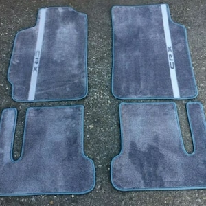 For Honda Civic CRX EF SI Dohc Vtec Floor mats carpet Light Blue Silver Stripes Set of4 1988-91
