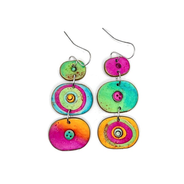 Abstract Polymer Clay Statement Earrings, Modern Polymer Clay Earrings Dangle Earrings, Cute Earrings for Women, Fun Earring Gift for her