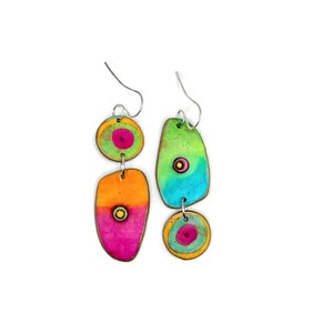 Abstract Polymer Clay Statement Earrings, Modern Polymer Clay Earrings Dangle Earrings, Cute Earrings for Women, Fun Earring Gift