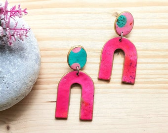 Dangle Matt earrings Vintage Glamour Statement Polymer Clay Earrings Paris range Gift for her Gift SIENNA Gold accessories