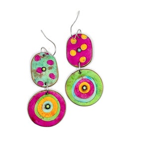 Handmade Polymer clay earrings, Handmade colorful earrings , Statement earrings, Bold earrings image 2