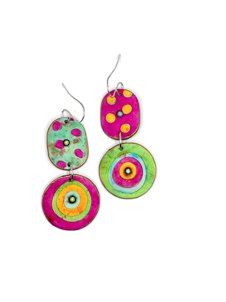 Handmade Polymer clay earrings, Handmade colorful earrings , Statement earrings, Bold earrings image 2