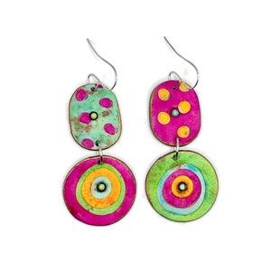 Handmade Polymer clay earrings, Handmade colorful earrings , Statement earrings, Bold earrings image 1