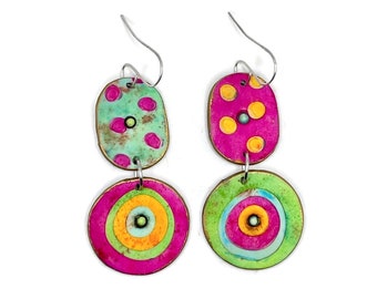 Handmade Polymer clay earrings, Handmade colorful earrings , Statement earrings, Bold earrings