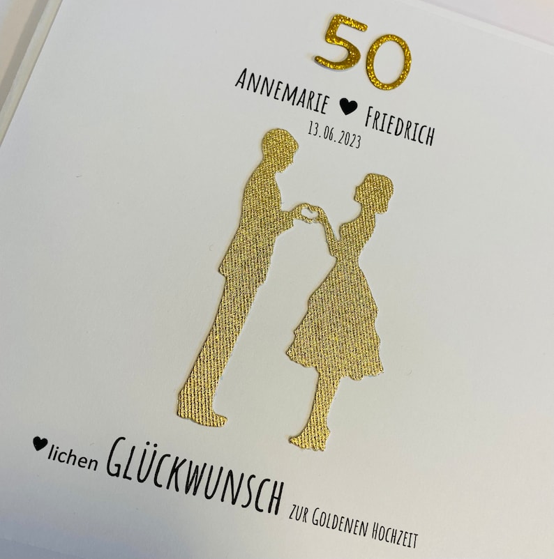 Glückwunschkarte Silberpaar Goldpaar / personalisiert / Goldene Gold Hochzeit / Silberne Silberhochzeit / 25 50 Jahre Ehejubiläum Bild 10