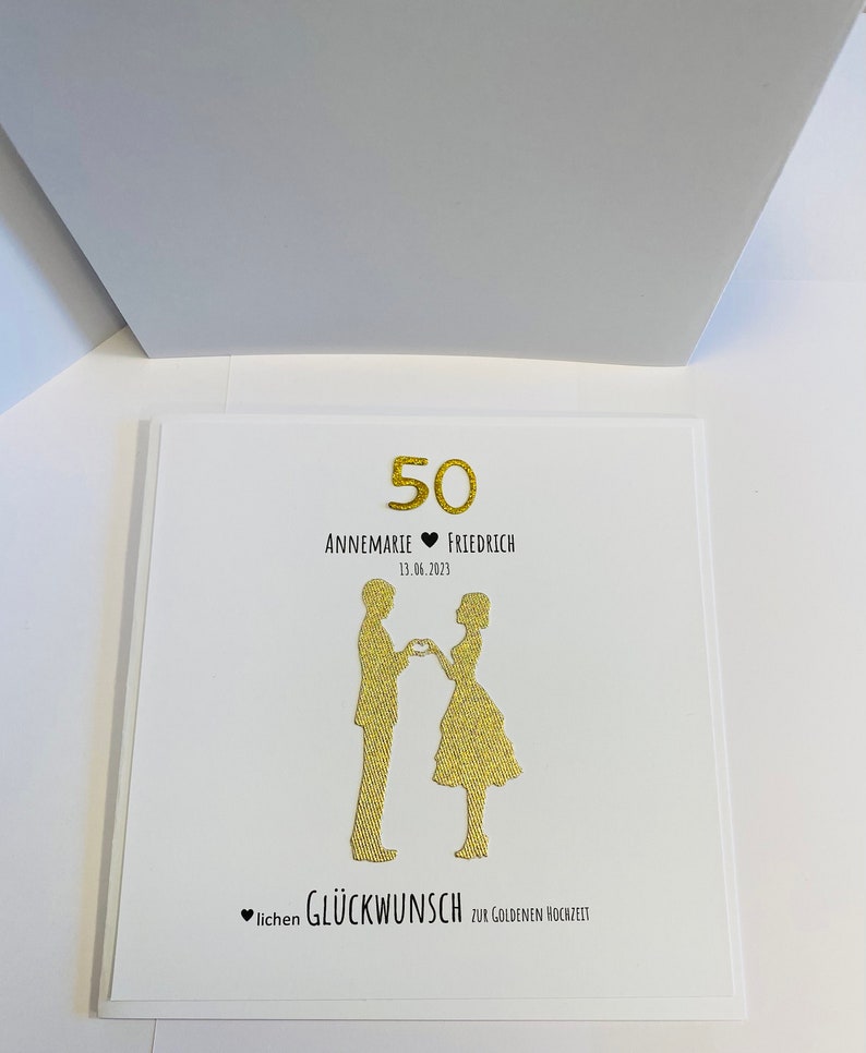 Glückwunschkarte Silberpaar Goldpaar / personalisiert / Goldene Gold Hochzeit / Silberne Silberhochzeit / 25 50 Jahre Ehejubiläum Bild 3