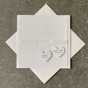 Glückwunschkarte zur Hochzeit mit dem Wörtchen / LIEBE / weiß minimalistisch edel Bild 1