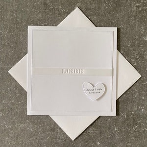 Glückwunschkarte zur Hochzeit mit dem Wörtchen / LIEBE / weiß minimalistisch edel Bild 5