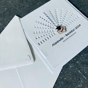 Glückwunschkarte Kleiner Student Hut /  Abitur / Fachoberschule / Bachelor / Master / Examen  Diplom  Doktor * personalisiert * Geldgeschenk