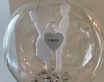 Glazen bal cadeau gepersonaliseerd * Bruiloft Bruidsmeisje Huwelijksaanzoek Zilveren bruiloft Gouden bruiloft Diamanten bruiloft Kerstbruiloft