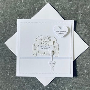 Carte de félicitations mariage * Air & Love * blanc * argent * élégant * personnalisable