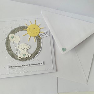 Linda tarjeta de nacimiento "Bienvenido pequeño mono" niño / niña selección de texto varias opciones / personalizado o neutral