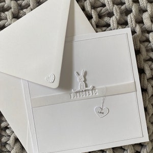 Jolie carte tendre lapin pour la naissance...fille/garçon