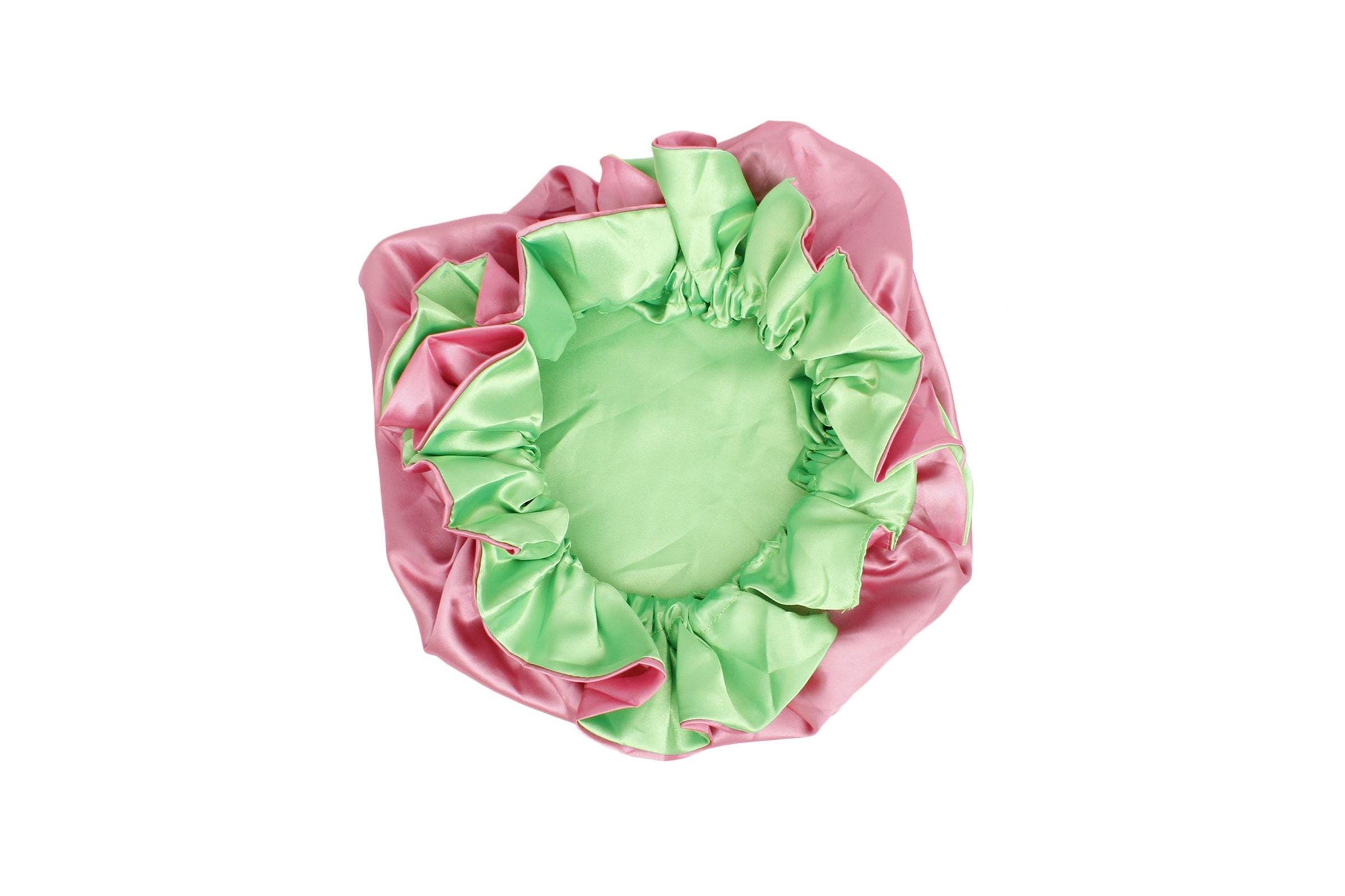 NWT: AKA Satin Cap - Green & Pink AKA Soft Pink Monogram Bandeau – Sorority Hills main image 3