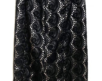 Dialogue Black Lace Pencil Skirt Embroidered Lace Size 6