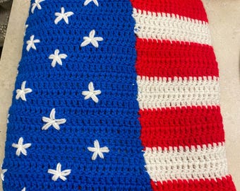 Handmade American Flag Afghan