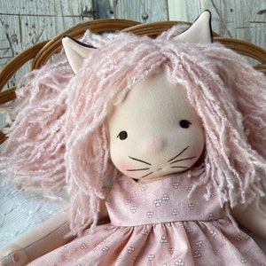 Waldorf style baby cat doll 16 inch Custom made steiner doll