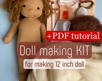 Doll making KIT + TUTORIAL Waldorf doll making  (12 inch doll) - PDF patter + step by step tutorial