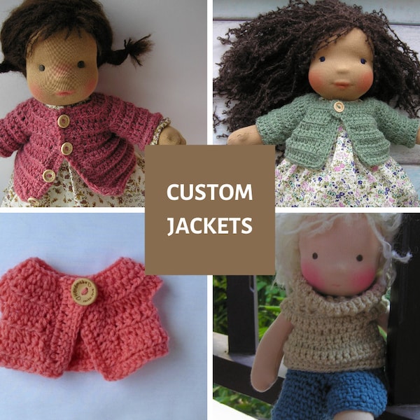 Made to order Jackets for Waldorf style doll 9, 12, 14, 16, 18 inches Custom dolls Steiner toys