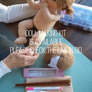 May include: A doll-making kit with a cloth doll, yarn, needles, thread, and other supplies. The doll is light-skinned with brown hair. Text on the image reads: DOLL MAKING KIT IS AVAILABLE PLEASE CHECK THE LINK IN BIO.